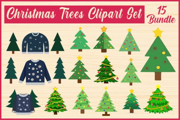 Review: Christmas Trees Clipart Set for Embroidery